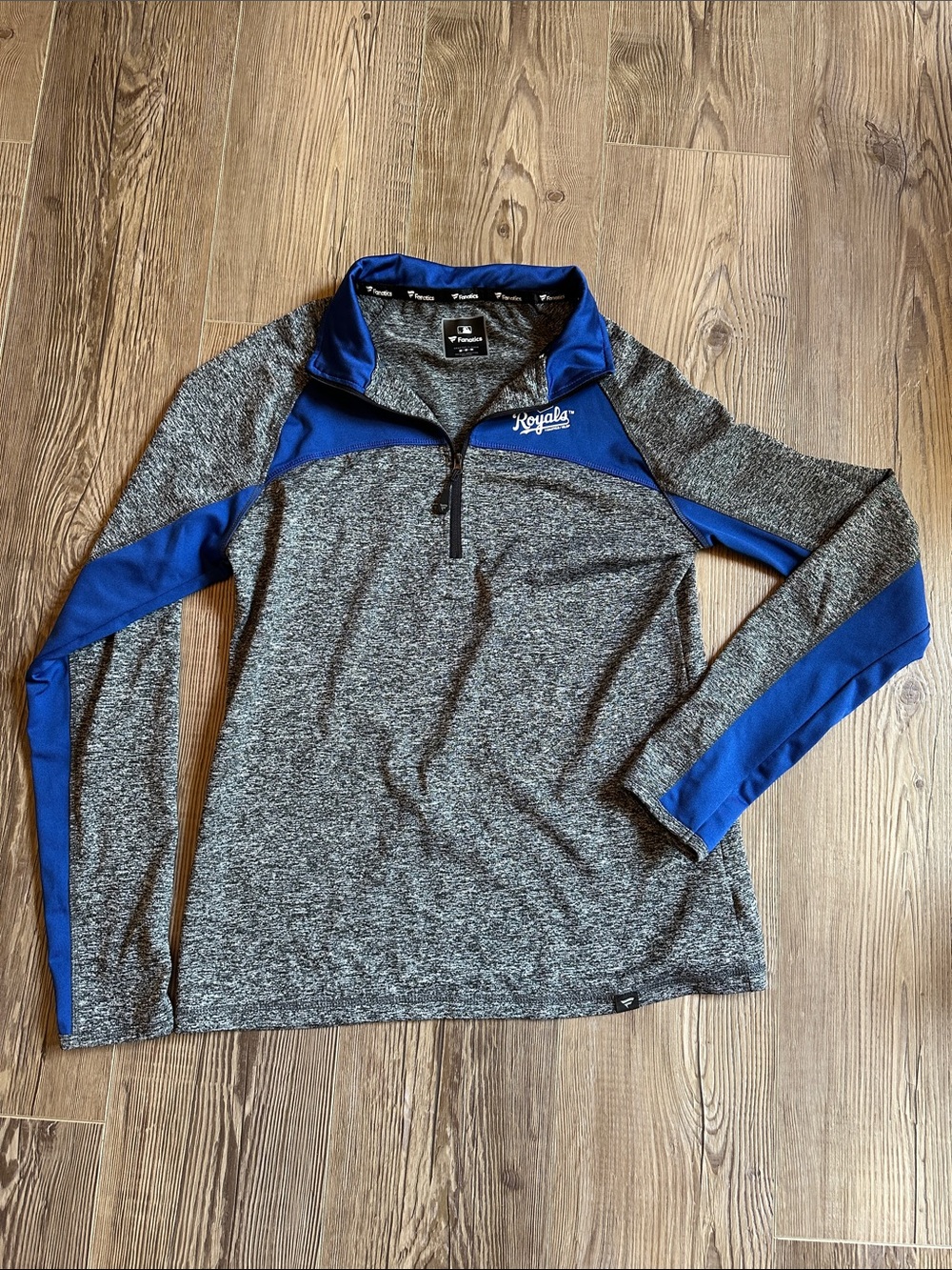 Women’s medium Royal’s Grey & Royal Blue Quarter-Zip Pullover